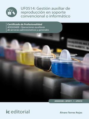 cover image of Gestión auxiliar de reproducción en soporte convencional o informático. ADGG0408